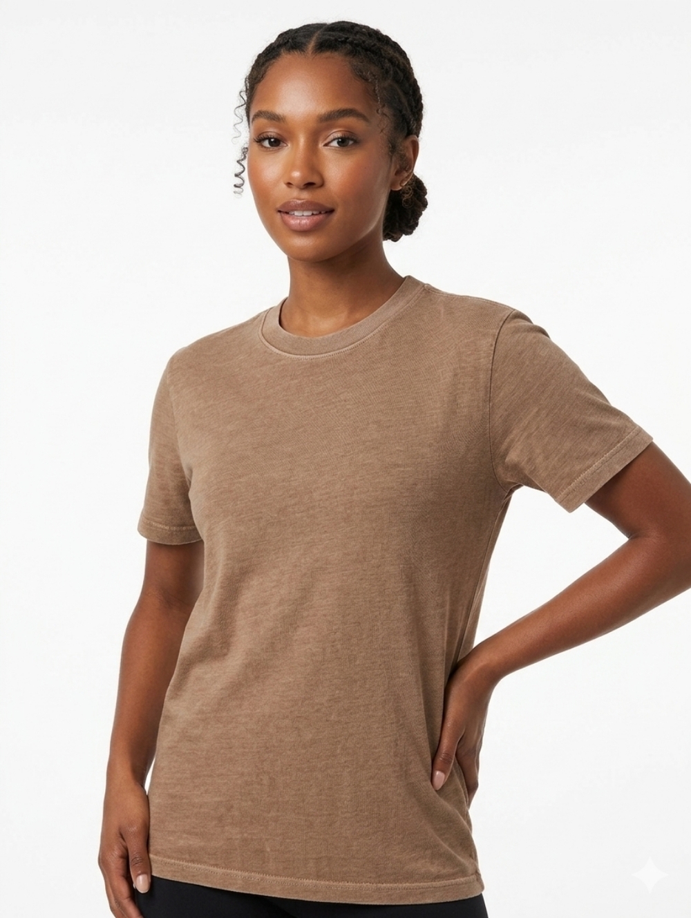 TALENTLESS Short Sleeve Women's Crewneck Tee in Camel Size Lg